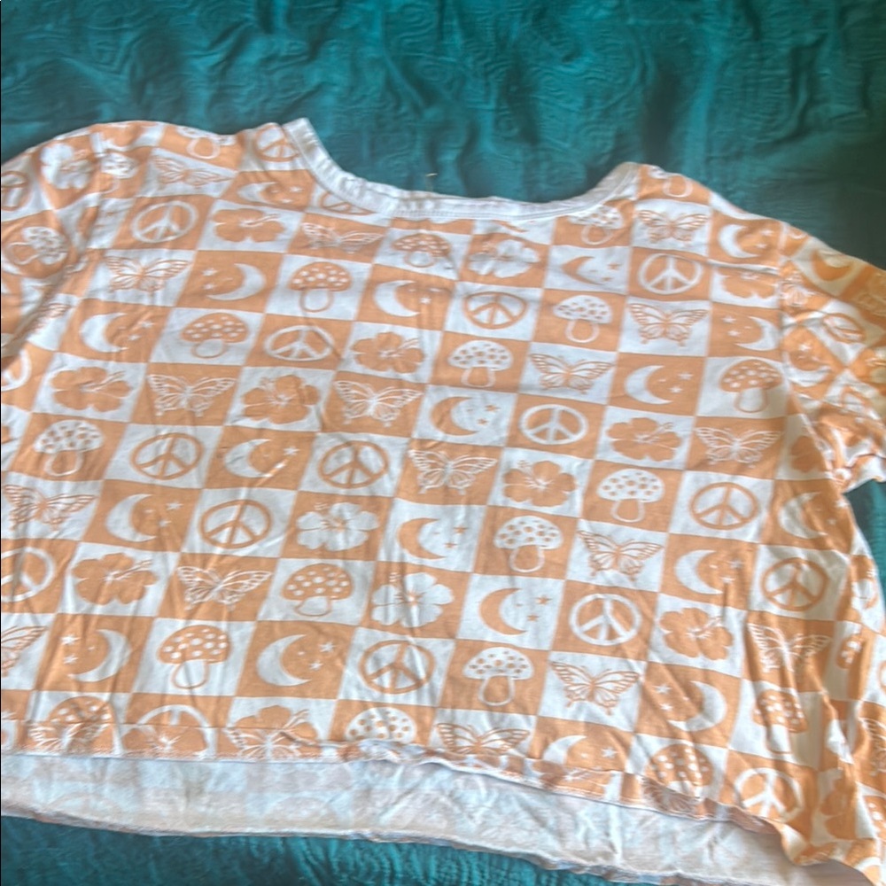 Juniors Orange Graphic Top